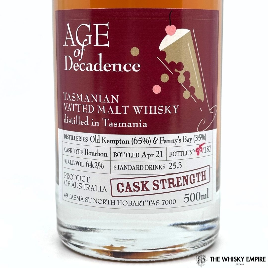 Heartwood Age Of Decadence Cask Strength Vatted Malt Whisky, Tasmania, Australia