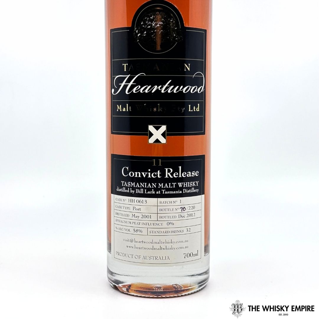 Heartwood Convict Release Batch #1 11 yo Cask Strength Single Malt Whisky, Tasmania, Australia