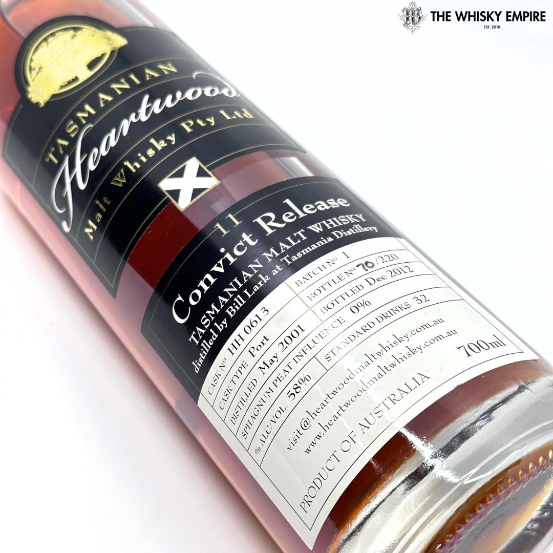 Heartwood Convict Release Batch #1 11 yo Cask Strength Single Malt Whisky, Tasmania, Australia