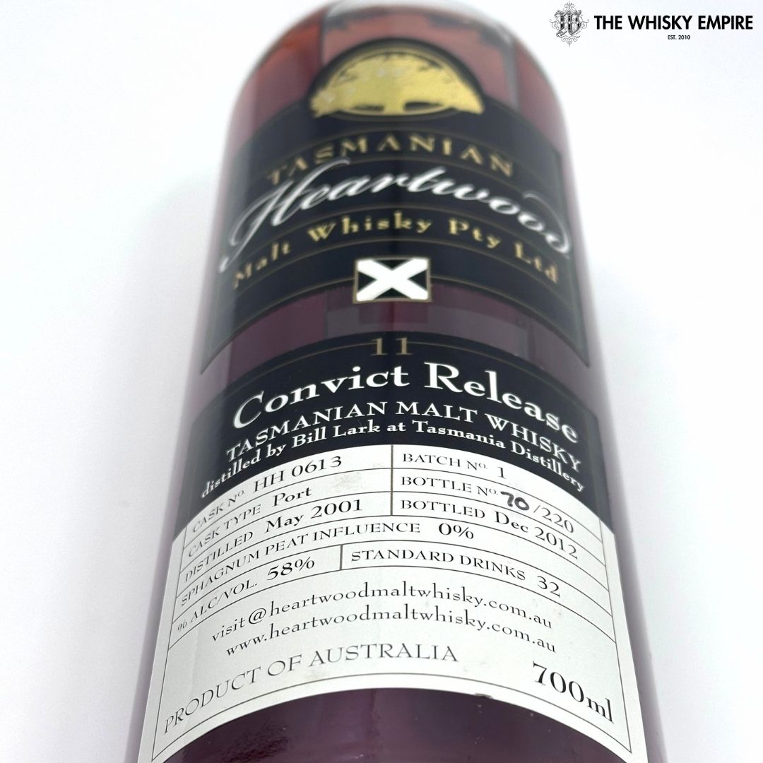 Heartwood Convict Release Batch #1 11 yo Cask Strength Single Malt Whisky, Tasmania, Australia