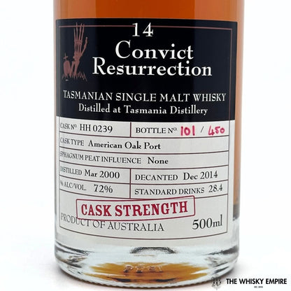 Heartwood Convict Resurrection 14YO Cask Strength Single Malt Whisky, Tasmania, Australia