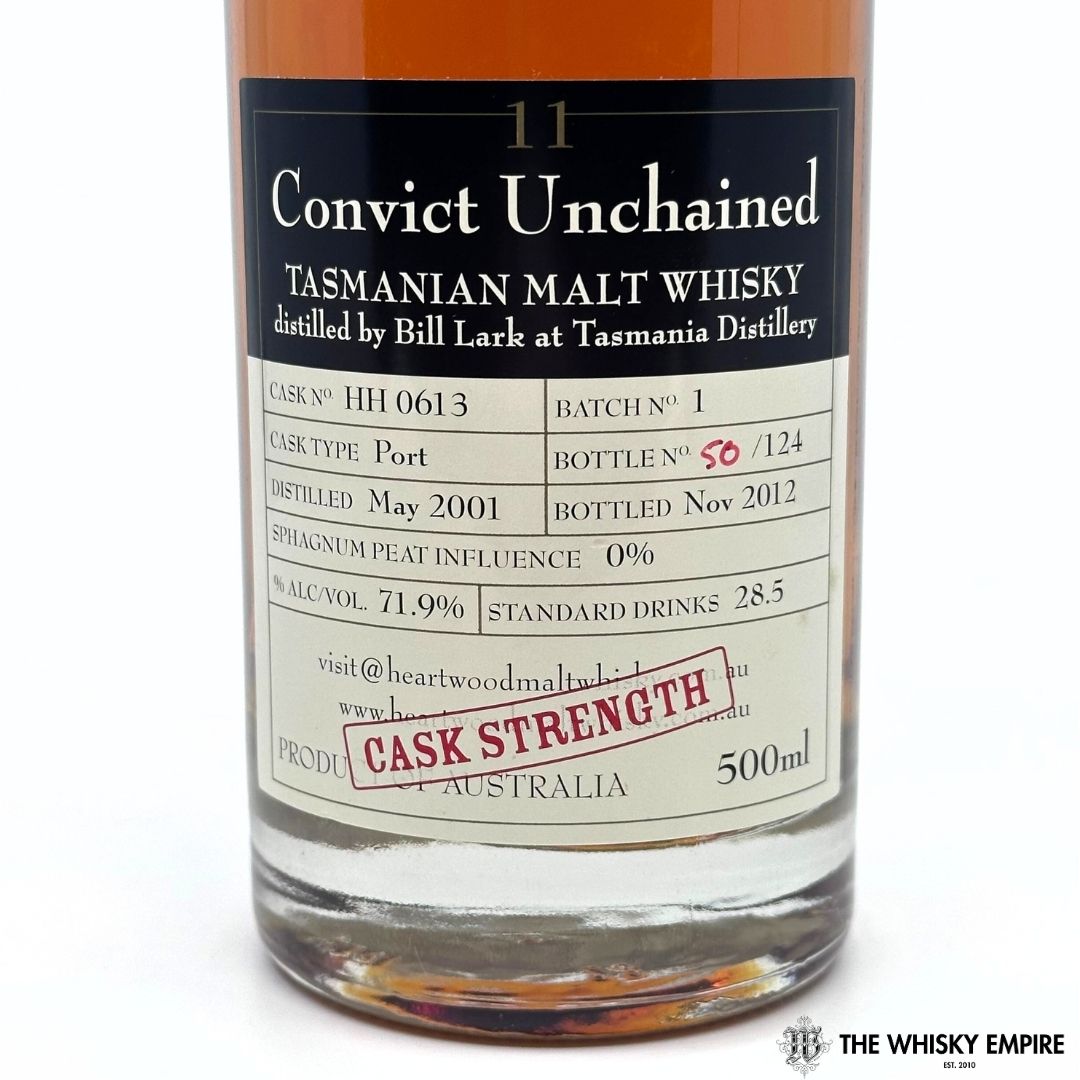 Heartwood Convict Unchained 11YO Cask Strength Single Malt Whisky, Tasmania, Australia