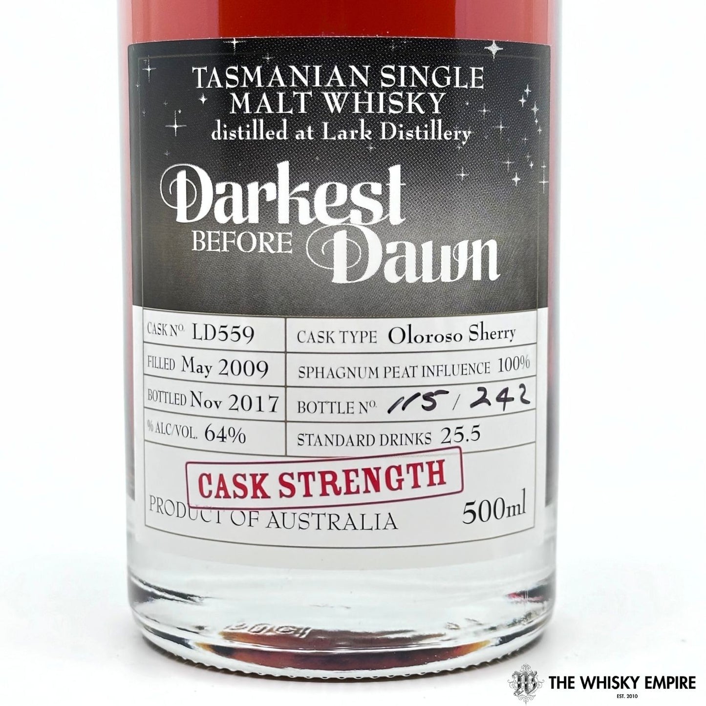 Heartwood Darkest Before Dawn Cask Strength Single Malt Whisky, Tasmania, Australia