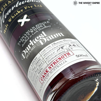 Heartwood Darkest Before Dawn Cask Strength Single Malt Whisky, Tasmania, Australia