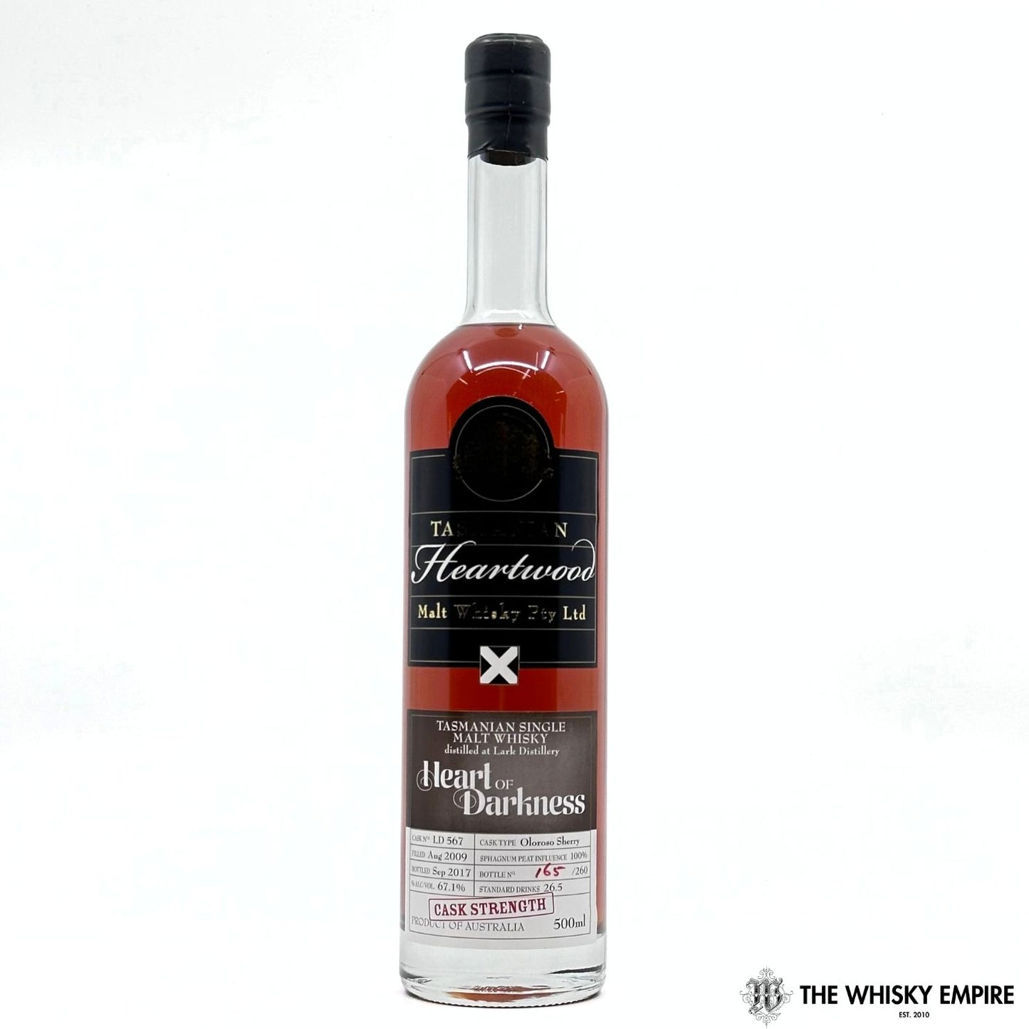 Heartwood Heart Of Darkness Cask Strength Single Malt Whisky, Tasmania, Australia