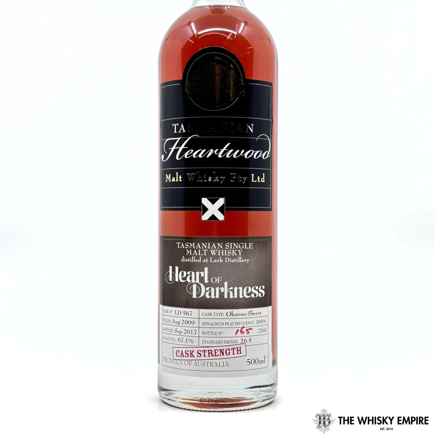 Heartwood Heart Of Darkness Cask Strength Single Malt Whisky, Tasmania, Australia