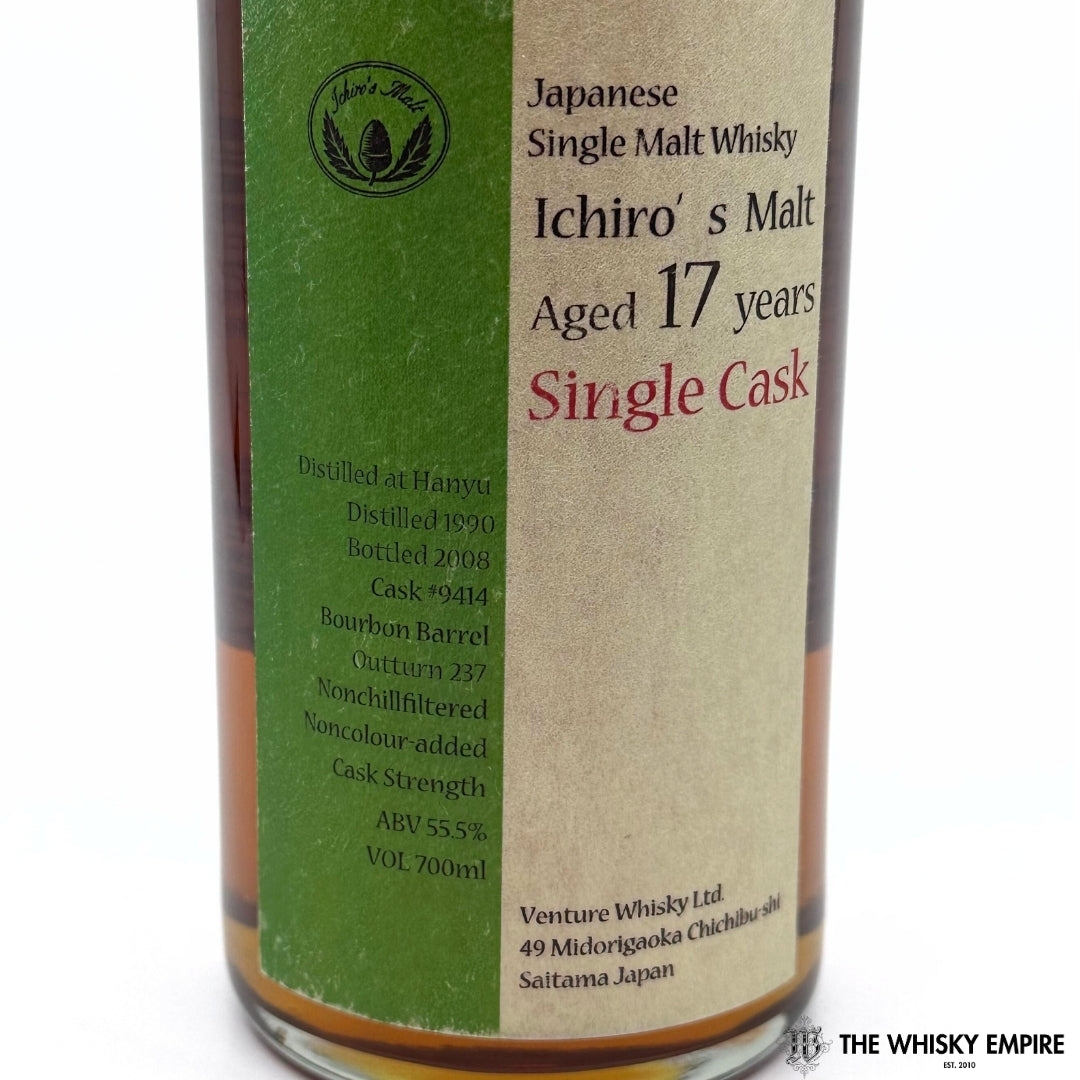 Ichiro's Malt Hanyu Single Cask Bourbon Barrel 9414 17 yo Cask Strength Single Malt Whisky, Japan