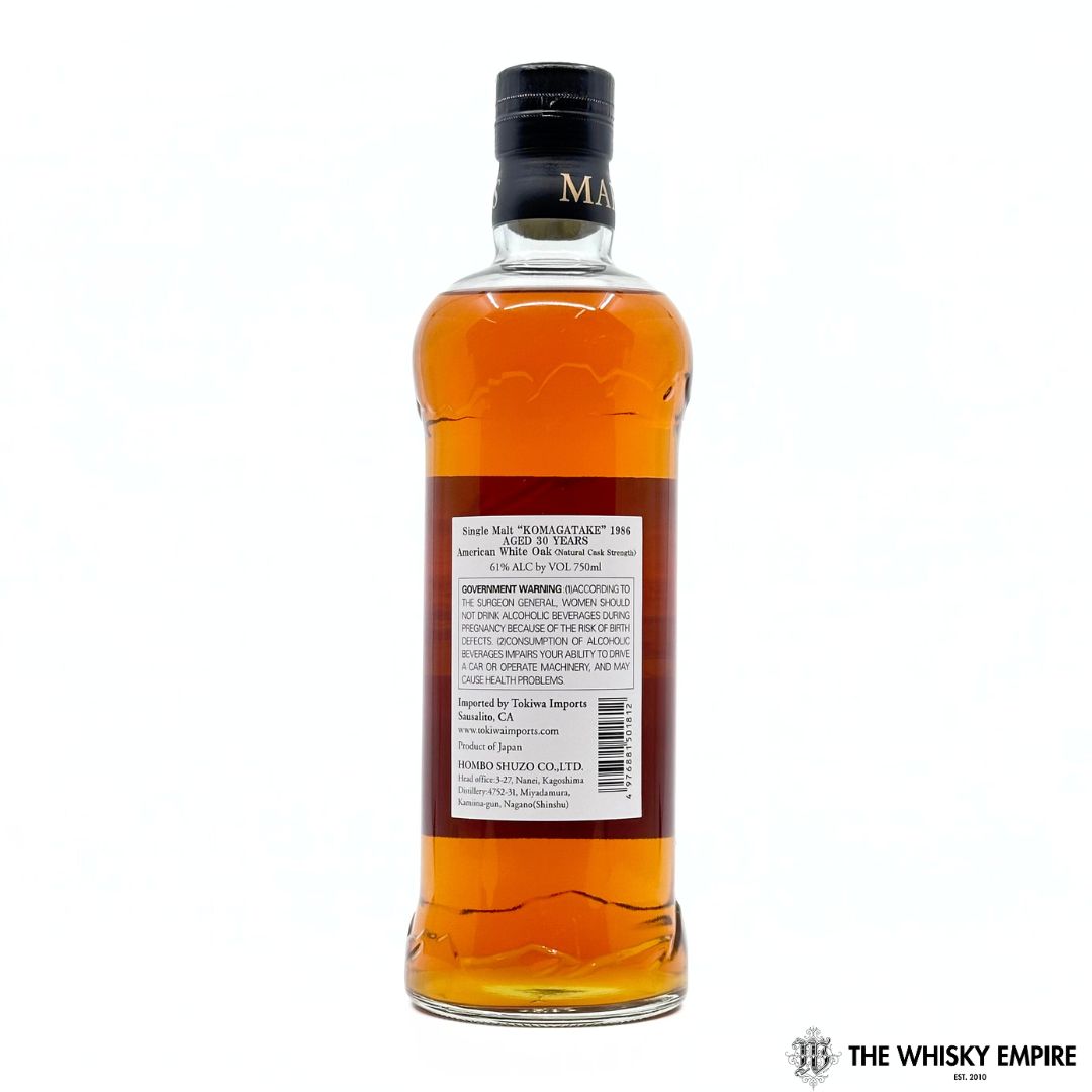 Mars Komagatake American White Oak Cask 1986 30YO Cask Strength Single Malt Whisky, Japan